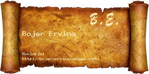 Bojer Ervina névjegykártya